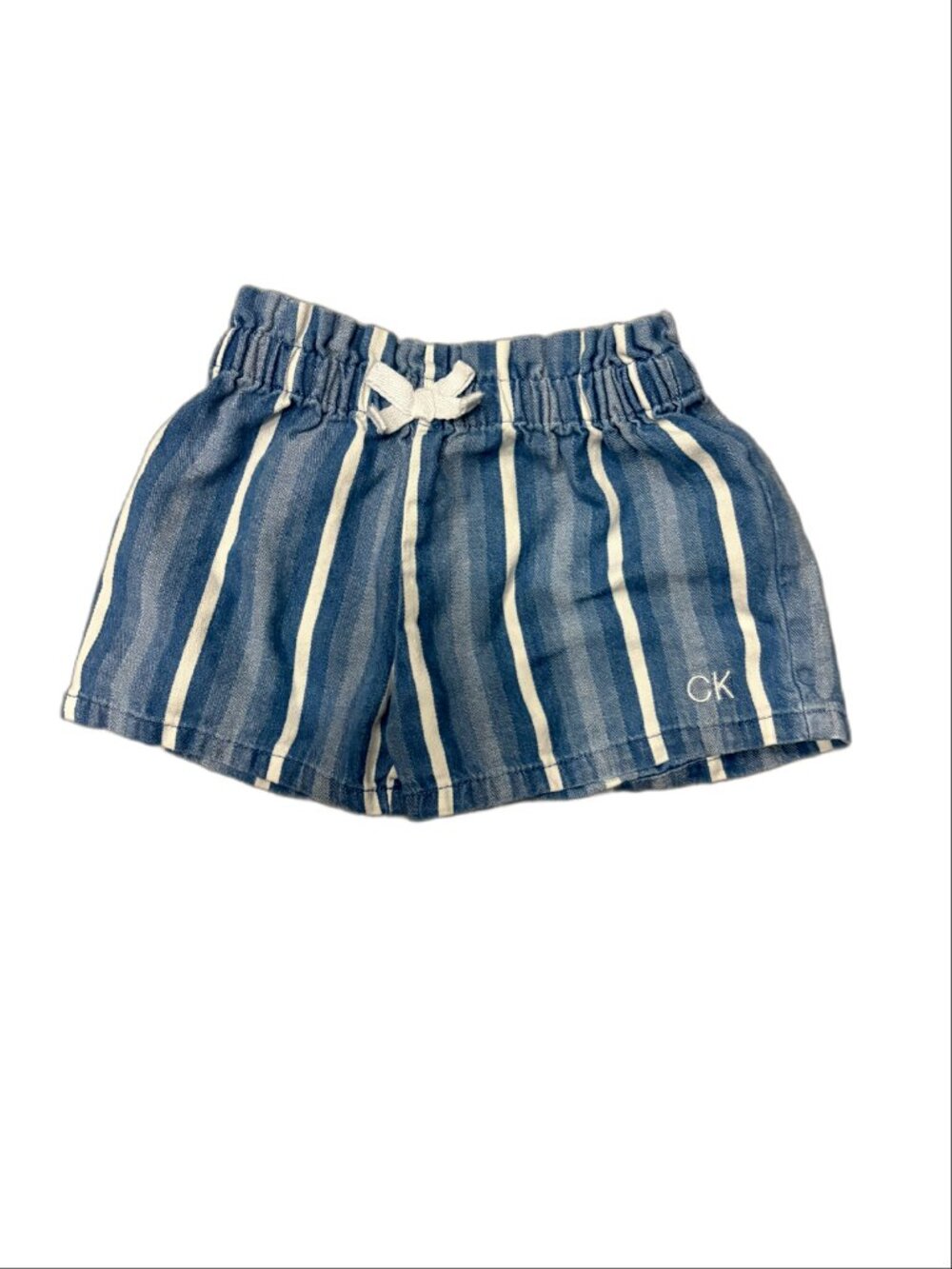 Calvin Klein Jeans Toddler Girls Blue & White Striped Shorts (Size 2T)